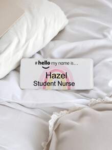 1pc Acrylic "Hello My Name Is" Customized Nameplate Badge, Rainbow Name Design, For Students, Nurses, Doctors, Midwives, Hospital Staff, Daycare, Kindergarten - High Definition Print, Magnetic Badge, Graduation Gift