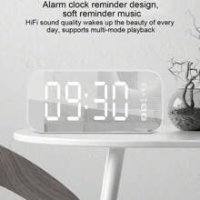 Multifunctional Digital Alarm Clock With Bluetooth And FM Radio - White - View 4