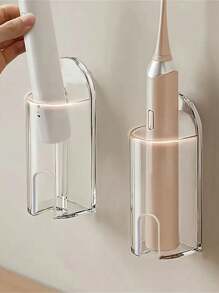 1PC Electric Toothbrush Holder, Bathroom Wall Mounted Toothbrush Holder, Self-Adhesive Electric Toothbrush Storage Box Saves Space, Transparent Toothbrush Storage Organizer, Bathroom Accessories Home Bathroom Decor Summer