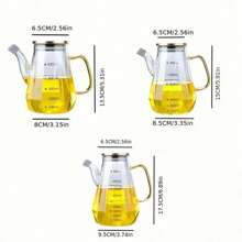 1pc Creative Rhombus Borosilicate Glass Oil Bottle, Suitable For Kitchen, Capacity: 16.91 Oz, 23.67 Oz, 30.43 Oz