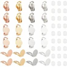 MAGICALCUTDIE 40pcs 4 Colors Stainless Steel Clip-On Earrings Non Pierced Earrings Hypoallergenic Clip Round Earring With Silicone Earring Pad For Jewelry Making