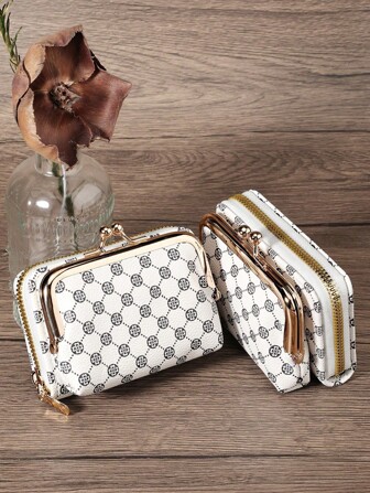 女士钱包 短款 PU 皮钱包 拉链和搭扣钱包 多功能 大容量钱包 硬币卡包 轻便 时尚现代商务拉链信用卡商务休闲教师节教师礼物 周年纪念礼物 圣诞节礼物 生日礼物 女士礼物 女白领 女士钱包 迷你钱包 钱包 小钱包