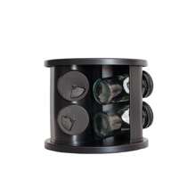 Rotating Spice And Condiment Holder With 6 Glass Jars - Black - View 1
