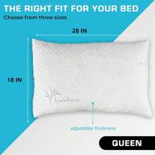 Xtreme Comforts Shredded Memory Foam Pillow- Allergy-Friendly & Cooling Pillow Cover For Side, Back & Stomach Sleepers- Machine Washable - Foam Pillows For Sleeping & Neck Pain Relief (Queen) - 1 - View 2