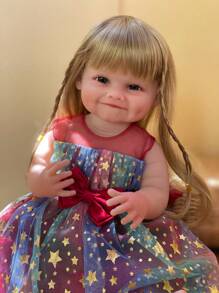 22 Inch Smile Girl Reborn Baby Doll Handmade Soft Touch Full Body Soft Vinyl Newborn Baby Doll For Children Birthday Gifts