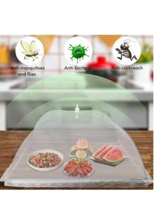 1 pieza Cubierta de comida con borde de encaje blanco, apta para picnic, uso doméstico, carpa de malla blanca para comida, cubierta de tazón plegable, para picnic, barbacoa, cocina, fiesta, mantel cubierta de polvo para camping