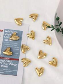 Set de 2/4/6 piezas de imanes dorados con forma de corazón para refrigerador, imanes plateados con forma de corazón, imanes decorativos lindos, imanes personalizados para pizarra blanca de cocina u oficina, gabinete de almacenamiento y refrigerador, decoración de cocina, decoración del hogar, regalo para el Día de la Madre - Multicolor - Ver 3