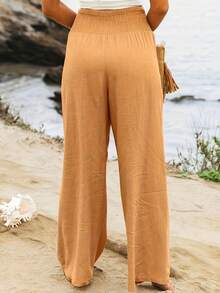 Nouveaux pantalons larges décontractés à taille haute et coupe ample pour femmes, saison d'automne - Camel - Voir 2