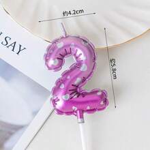 10 Pink Digital Birthday Candles, Cake Digital Balloon Candles With Numbers 0-9 Shining On The Top Of The Cake Decoration, Used For Birthdays, Wedding Anniversaries, Party Celebrations - Pink - View 10