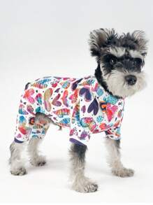 情人节 1 件可爱印花宠物睡衣 Paj 柔软有弹性小狗猫衣服适合中小型男狗和女狗 - 彩色 - 查看 13