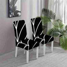 2/4/6pcs Creative Personalized, Special Black And White Texture Decoration, Printed Chair Cover, Fashionable Printing, Elastic And Easy To Install, Enhancing Seat Style