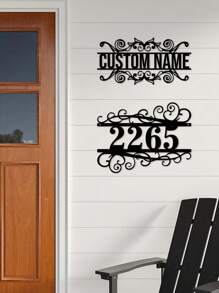 1pc Custom Vintage Metal Doorplate Decorative Art, Rural Street Nameplate Wall Decorations - Personalized Door Numbers And Text - Wall-Mounted Multifunctional Address Signs, House Numbers, Outdoor Address Signs, Farmhouse Door Art,Graphic Print