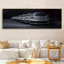 1 件无框银灰色帆布海报，现代艺术跑车墙壁艺术，适用于卧室客厅走廊
