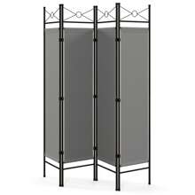 4-Panel Room Divider Folding Privacy Screen With Polyester Cloth 182CM Privacy Divider For Bedroom Living Room Study - Grey - View 1