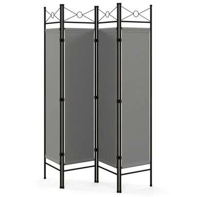 4-Panel Room Divider Folding Privacy Screen With Polyester Cloth 182CM Privacy Divider For Bedroom Living Room Study
