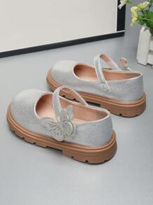 1 双可爱蝴蝶结设计防滑软底婴儿爬行鞋，适合春季、夏季、秋季、冬季 - 銀色 - 查看 4