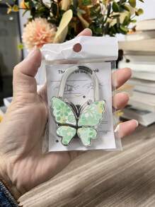 1 pieza Ganchos plegables y colgantes en forma de mariposa brillante, gancho perchero para colgar bolsos en mesas, escritorios, hogar y oficina
