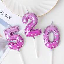 10 Pink Digital Birthday Candles, Cake Digital Balloon Candles With Numbers 0-9 Shining On The Top Of The Cake Decoration, Used For Birthdays, Wedding Anniversaries, Party Celebrations - Pink - View 5
