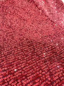 Women's Sequin Shorts Set With Pockets, Cropped Top And Straps For Bloggers - Burdeos - Ver 5