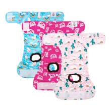 3pcs Cartoon Print Reusable Female Dog Diapers - Multicolor - View 1