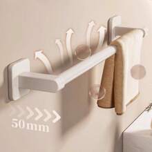 粘贴式免打孔空心毛巾架，易于安装，超强粘性，其他材料，壁挂式毛巾架，节省空间的浴室配件 - 白色 - 查看 7