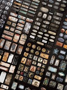 2 Peças/Pacote Adesivos Decorativos de Efeito de Metal Enferrujado e Envelhecido Vintage para Scrapbooking DIY, Álbum de Fotos, Artesanato, Materiais Escolares, Volta às Aulas