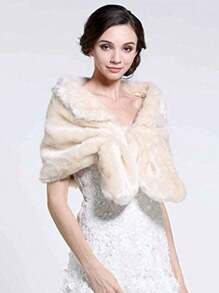 Women's Wedding Faux Fur Wraps And Shawls Bridal Fur Stoles Scarf With Rhinestones Brooch For Bride And Bridesmaids - Ivory - View 7