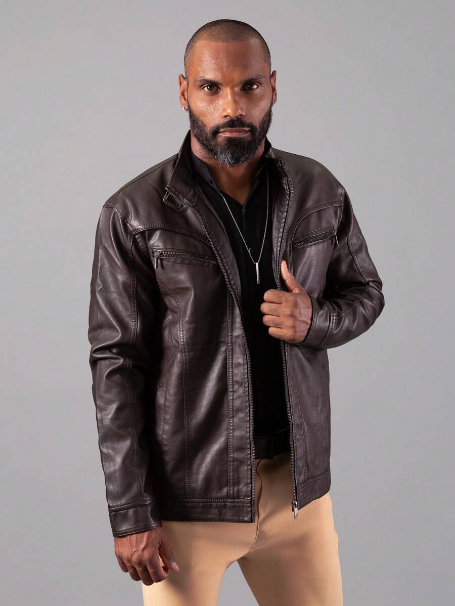 Men's Slim Fit Leather Jacket Imported Cold Weather
