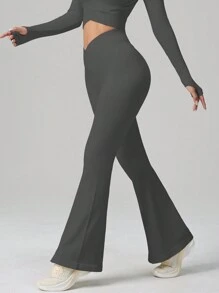 Nieuwe Stijl Eendelige Strakke, Ademende Taille-Cinching En Billen-Liftende Yoga Oefening Jumpsuit Voor Vrouwen Met Uitlopende Lange Broek Geschikt Om Buiten Te Dragen Hardlopen Oefeningen En Fitnesstraining Lente En Herfst Stijl Effen Kleur