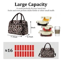 1Piece Portable Lunch Bag Large Reusable Insulated Lunch Box Bento Pouch Dinner Insulation Bag Student Thickened Cute Lunch Fruit Bag Pink Strawberry Stripe Leopard Print Small Floral Bag For School School Accessories School Stuff - hoa - Xem 3