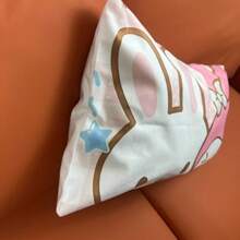 Sanrio 1 Federa per cuscino con stampa cartone animato Sanrio Kuromi e Hello Kitty, in tessuto morbido, con motivo allegro e vivace, semplice copricuscino da 30x50cm (senza imbottitura), design monofronte, adatto per auto, divano, camera da letto, soggiorno