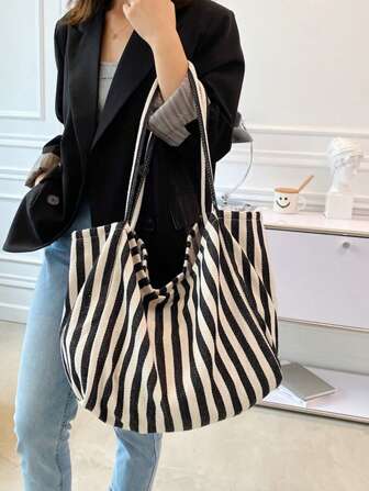 Yogodlns 别致复古简约购物手提包艺术风格大容量宽敞多功能适合工作学校或外出学校包沙滩包