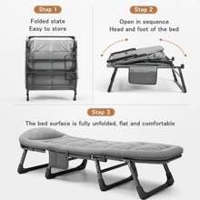 [6-Speed Adjustable Sleeping Bed] 6-Speed Adjustable Sleeping Bed, Folding Camping Bed, Portable Folding Bed, Comfortable Mattress And Pillow, Breathable Fabric, Thick Steel Frame, Free Blanket And Eye Mask, Nap Nap Bed, Single Companion Bed, Suitable For Outdoor Office Home Use.