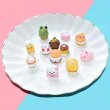 Juguetes de comida en miniatura, delicados adornos de postre en 3D de dibujos animados, decoración de micro paisaje DIY para estuche de teléfono, escena de casa de muñecas 1:12, accesorios de resina, regalo para vacaciones, cumpleaños, Navidad