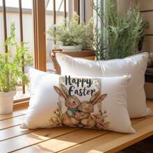 1pc 11.81*19.71in(30*50cm)/15.75*23.62in(40*60cm) Easter Egg & Rabbit Print Pillow Cover [Single-Sided Printing], Home Decor Cushion Cover For Bed, Sofa, Car, Suitable For Daily Use Or High-End Minimalist Decoration, Living Room, Bedroom - Multicolor - View 11