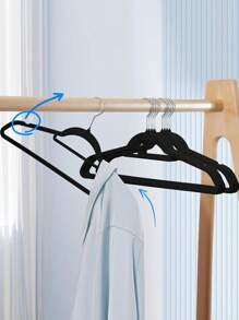 Juego de 5 piezas/10 piezas/20 piezas de perchas de terciopelo, perchas de ropa ahorradores de espacio con barra para corbatas, perchas de fieltro antideslizantes con muescas para los hombros, perchas resistentes para trajes, camisas, pantalones, vestidos - Multicolor - Ver 4