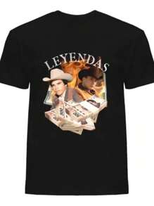 Camiseta Leyendas Chalino Sanchez Y Valentin Elizalde Tejido Transpirable 220g algodón pesado - Negro - Ver 1