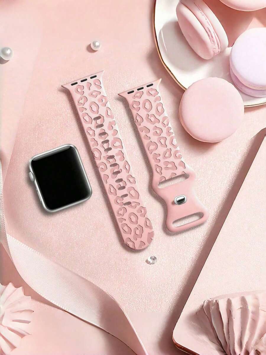 Dây đeo đồng hồ họa tiết da báo và hoa văn, tương thích với Apple Watch 49mm 45mm 44mm 42mm 41mm 40mm 38mm 46mm, Dây đeo silicon thể thao chống nước họa tiết da báo, dây đeo thay thế tương thích với Series 11 10 9 8 7 6 5 4 3 2 1 SE dành cho nữ