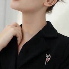 复古水钻猫胸针 女士女孩镀银时尚可爱彩色水晶动物小猫胸针翻领别针礼服配饰节日生日派对珠宝男女通用礼物纪念品 - 動物 - 查看 2