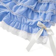 Women Lolita Bloomers Cute Ruffle Shorts Lace Pumpkin Pants Sexy Boyshorts Layered Bottoms Y2k Fairy Lace Layered Sweet Pettipants - Màu xanh lam - Xem 8