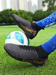 1 para butów piłkarskich dla chłopców, dziecięce trampki z kolorowym wzorem liter sznurowane z przodu, lekkie i wygodne, antypoślizgowe buty sportowe do biegania na świeżym powietrzu