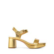 Women Comfortable Chunky Low Heeled Sandals Open Toe Buckle Decor Ankle Strap Heeled Sandals For Daily Wearing Wedding Party Prom - 金色 - 查看 7
