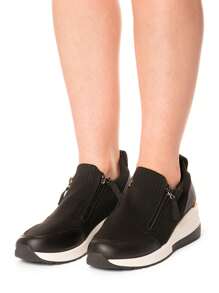 Truffle Collection Women's Wedge Sneakers With Zip In Black Textile - Size UK 3-8 / EU 36-41 / US 5-10 - Shipped Directly From The UK- Delivery In 3-5 Days! - Stylish & Comfortable High-Top Sneakers For Casual & Sporty Wear - Modern Ladies Summer Footwear For All-Day Comfort - Black - View 5