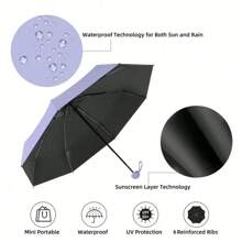 1pc Anti-Uv Mini Umbrella For Sunny And Rainy Days, Portable With Uv Coating And 6 Reinforced Ribs - Green - View 5