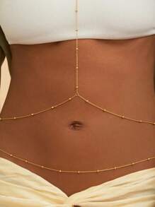 1 Pc Golden Color Ball Chain Sexy Bikini Body Chain Waist Chain Body Jewelry For Summer