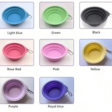 Bols pliables en silicone pour chien et chat, bol double pour animaux de compagnie pliable, gamelle d'eau et de nourriture pour chat adaptée pour la marche, la randonnée et le camping
