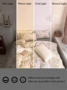 3pcs Leaf Pattern Soft Comfortable Duvet Cover Set - Mint Green - View 5