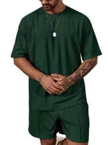 Men's Oversized T-Shirt Streetwear Loose Shirt - xanh quân đội - Xem 2
