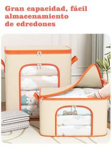 Caja de Almacenaje de Gran Capacidad con Ventana Transparente y Cremallera, Bolsa Resistente al Agua para Edredones, Ropa de Invierno y Organización de Mudanza - Naranja - Ver 8