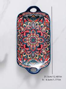 طقم أواني طعام سيراميكية بأسلوب بوهيمي، بألوان حمراء وزرقاء، وبأنماط نردية ورجعية من الزهور، أطقم أوانٍ وأطباق راقية مناسبة للفنادق والمطاعم والمطبخ المنزلي والاحتفالات والهدايا للزفاف، بتصاميم متنوعة من وعاء الأرز وطبق الحساء وصحن الطعام والصينية الكبيرة والمستلزمات المدرسية - الأزرق - مشاهدة 19